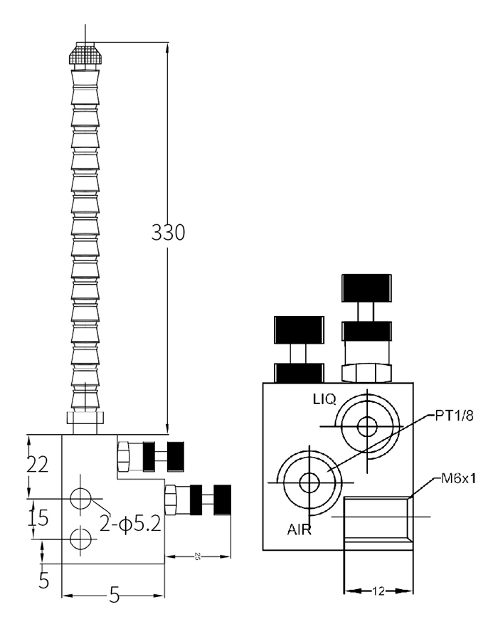 Dimensión del pulverizador