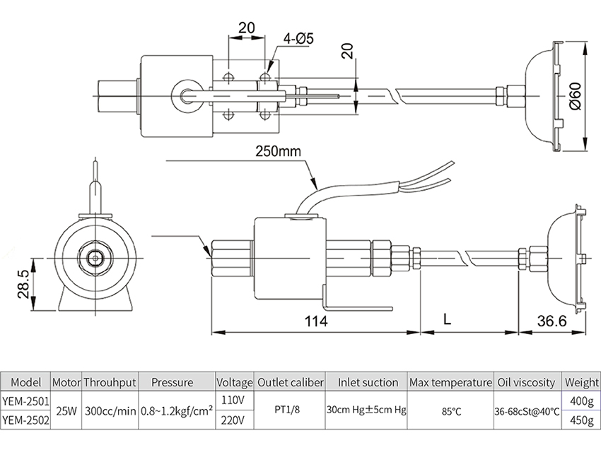 Electromagnetic Pump dimensions