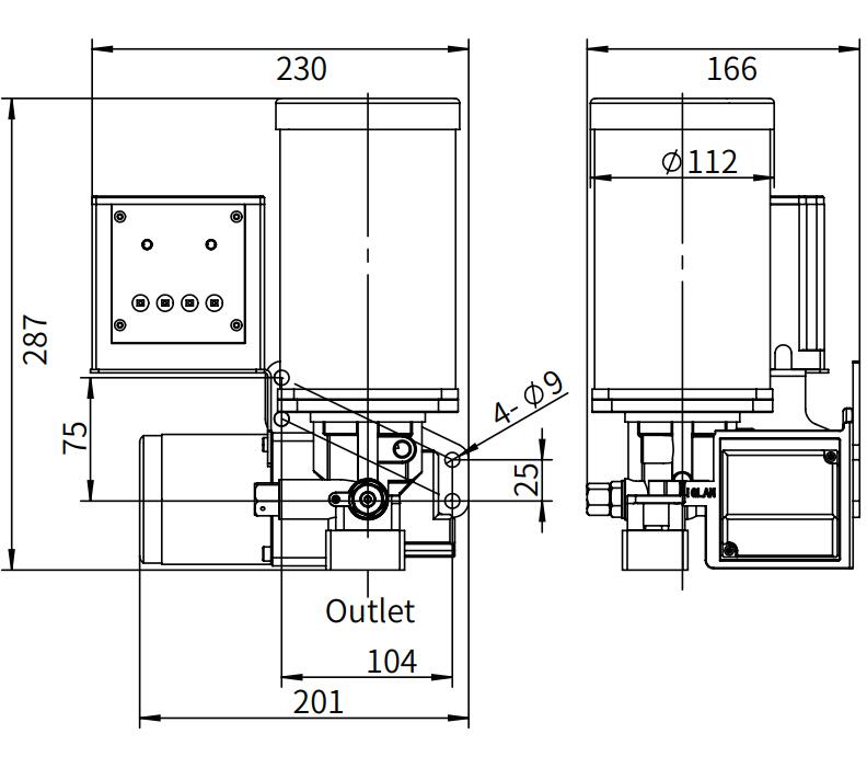 AHG1 grease pump dimension